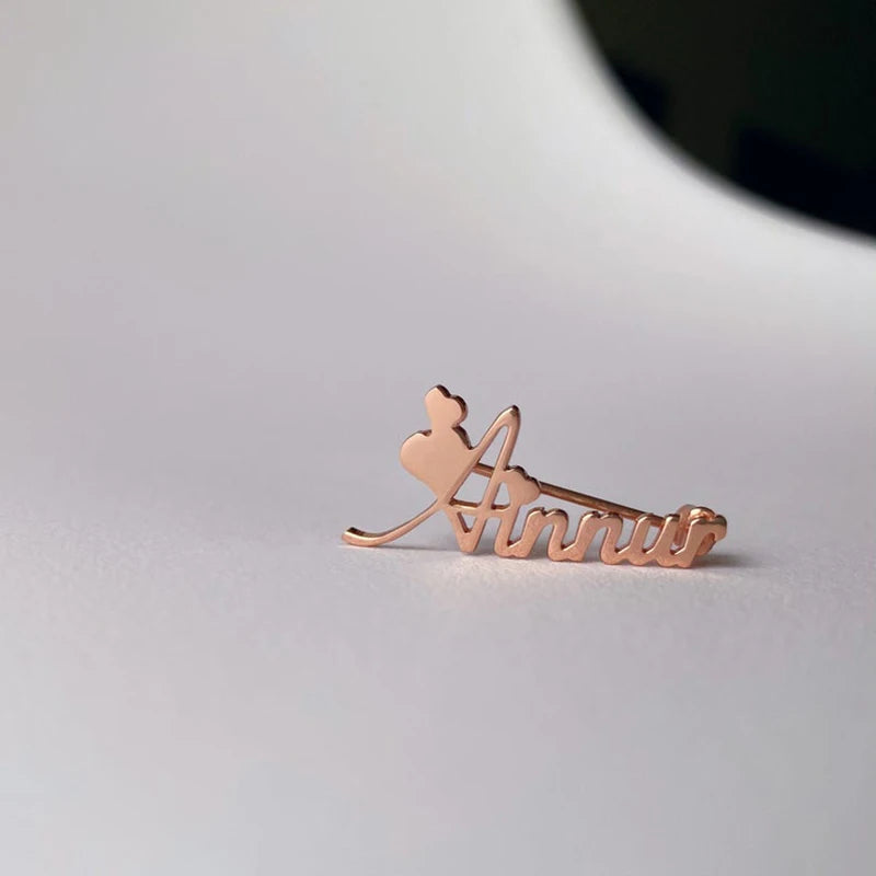 New Custom Name Brooch Letters LOGO Company Nameplate Photo Design Pins Stainless Steel Brooch Women's Wedding Jewelry Gifts