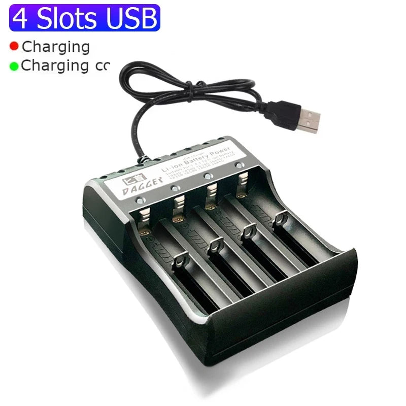 18650 Battery Charger – 1/2/4 Slot USB Lithium Battery Charger for 18650 14500 16340