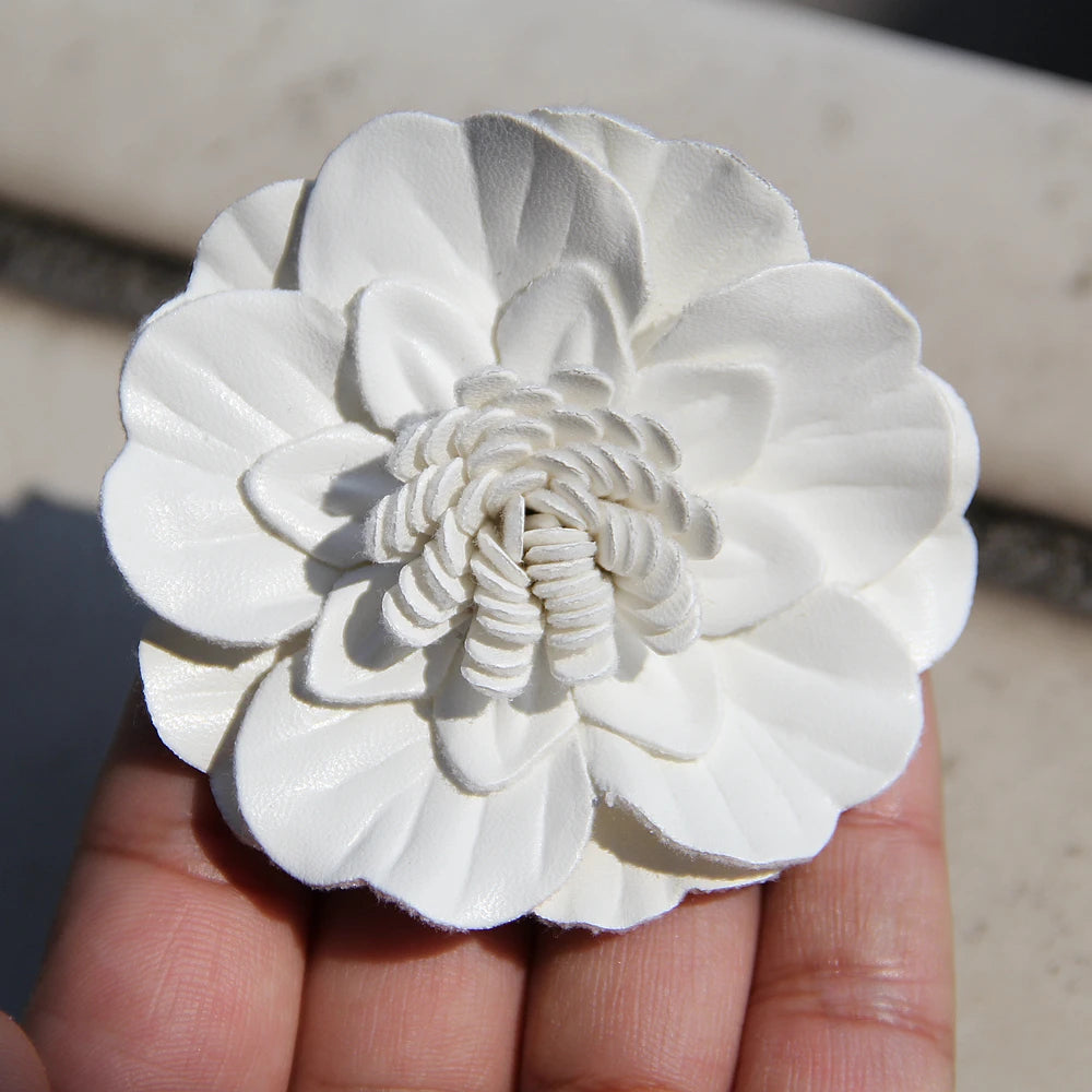 7cm Elegant Fabric Camellia Flower fo Brooch Pin Retro Cloth Flower Bag Flower Bag Clothing Decoration Clothes Cap Scarf