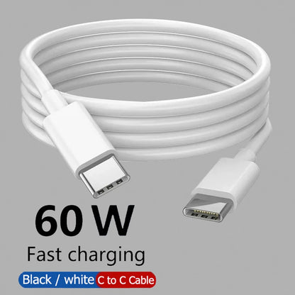 כבל USB C ל-USB Type C PD 60W טעינה מהירה כבל נתונים עבור אייפון 15 15 פרו וואווי סמסונג שיאומי קו נתונים שחור לבן 1 מטר 2 מטר 3 מטר