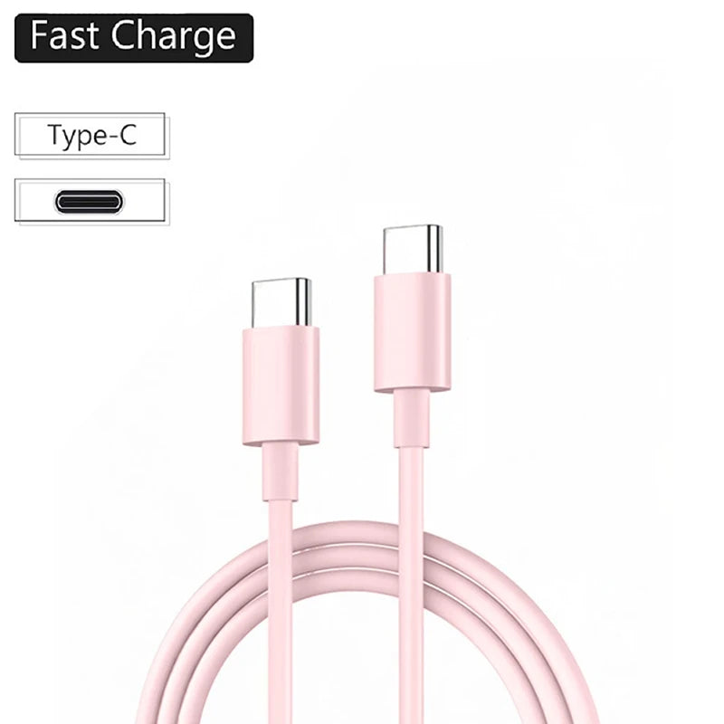 כבל USB C ל-USB Type C PD 60W טעינה מהירה כבל נתונים עבור אייפון 15 15 פרו וואווי סמסונג שיאומי קו נתונים שחור לבן 1 מטר 2 מטר 3 מטר