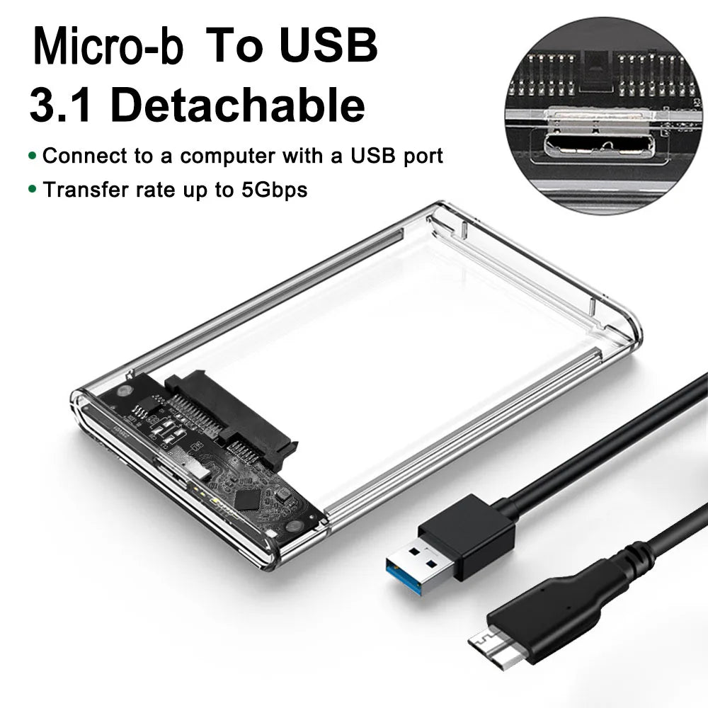 2.5" USB 3.0 / USB-C External Hard Drive Enclosure – SATA SSD & HDD Case