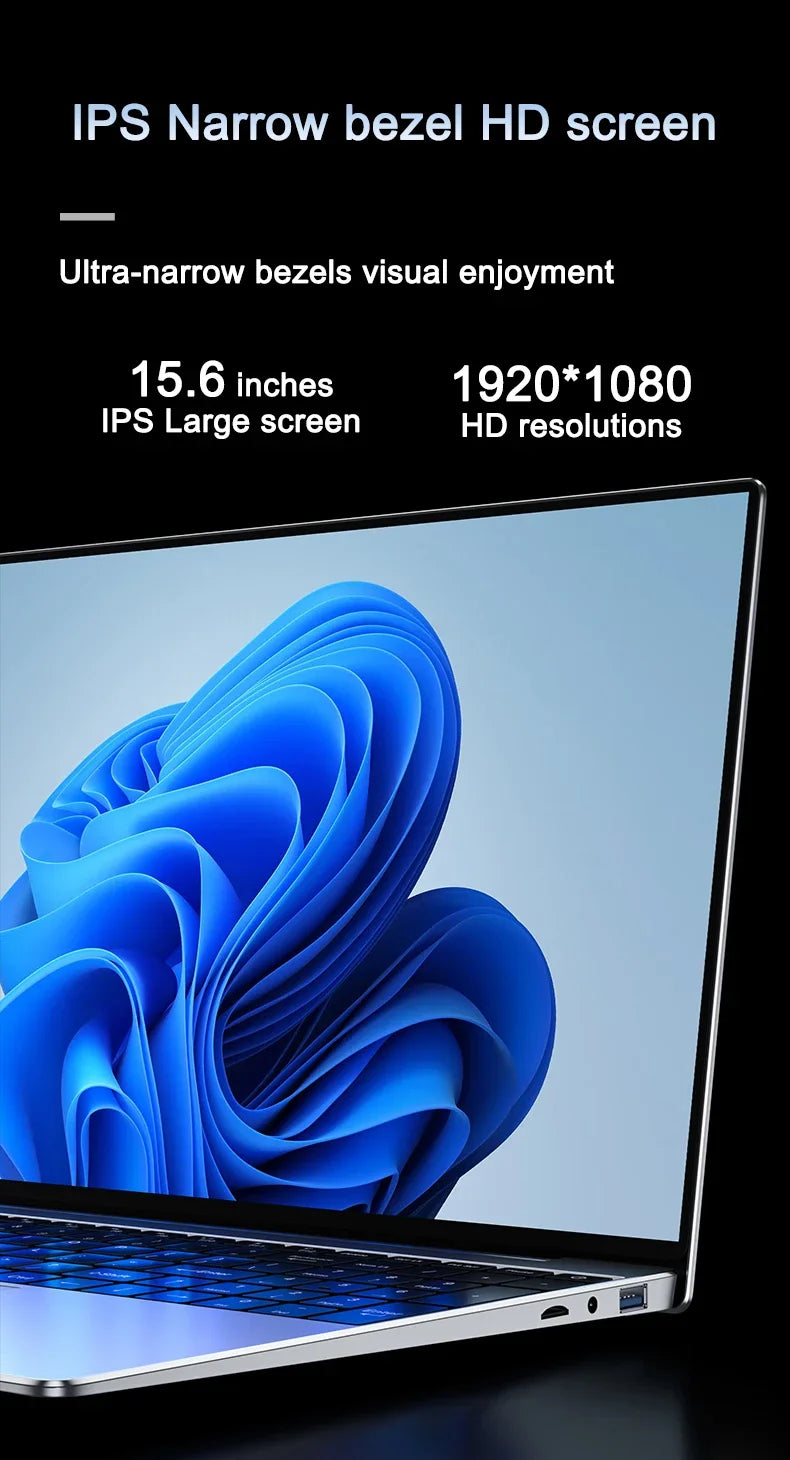 14.1" 120Hz Laptop Intel N95 32GB RAM 2TB SSD Fingerprint Unlock Backlit Keyboard Windows Portable Notebook