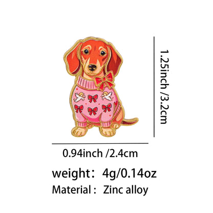 Funny Dachshund Enamel Pin Cartoon Cat Badge On Backpack Lapel Pins Flowers Brooches for Jackets Cosplay Accessories Gift Toys